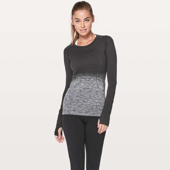 Lululemon women’s Swiftly Tech Long Sleeve Crew Black And Grey Ombre Size 4 - Picture 3 of 5